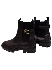 Vorschaubild 2 von Chelsea Boots Damen Gr. 39 Schwarz Leder Schnalle Profilsohle
