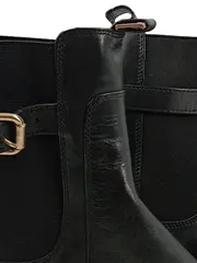 Vorschaubild 5 von Chelsea Boots Damen Gr. 39 Schwarz Leder Schnalle Profilsohle
