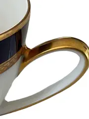 Vorschaubild 3 von Tasse Porzellan Weiß Goldrand Klassisch Dunkelblaues Band