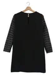 Vorschaubild 2 von festliches Kleid Damen Gr. 36 S Schwarz Spitze Lochmuster Midikleid