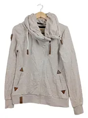 Vorschaubild 1 von Damen Sweatjacke Hoodie Beige Gr. L Lederdetails Reißverschluss