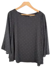 Vorschaubild 1 von Damen Bluse Langarm Schwarz Gr. 40 Rauten-Muster Chiffon Elegant