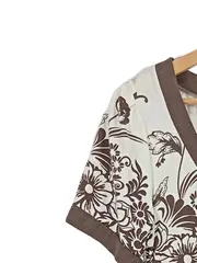 Vorschaubild 7 von Damen Freizeitkleid Wickelkleid Gr. 38 Braun Blumenmuster