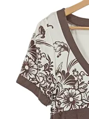 Vorschaubild 4 von Damen Freizeitkleid Wickelkleid Gr. 38 Braun Blumenmuster