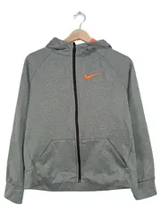 Vorschaubild 1 von Kinder Trainingsjacke Gr. 158 Grau Melange Kapuze Sport Polyester