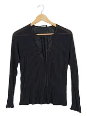 Vorschaubild 1 von Damen Langarmshirt Schwarz Spitze Rippstrick Gr. S 36