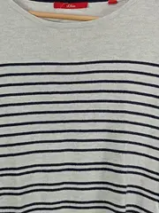 Vorschaubild 4 von Damen Pullover Gr. 36/S Beige Gestreift Maritim Baumwolle