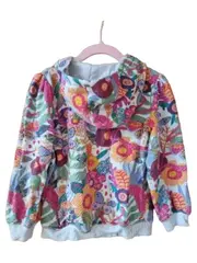 Vorschaubild 2 von Mädchen Kapuzenjacke Blumenmuster Gr. 110 Mehrfarbig Langarm Baumwolle