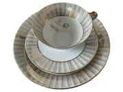 Vorschaubild 1 von Kaffeegedeck Sammelgedeck Porzellan Gold Streifen Rose