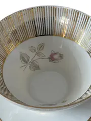 Vorschaubild 3 von Kaffeegedeck Sammelgedeck Porzellan Gold Streifen Rose