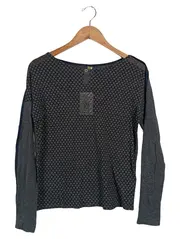 Vorschaubild 1 von Damen Langarmshirt Grau Grafisch Knopfleiste Gr. 34/XS