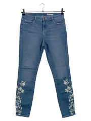 Vorschaubild 1 von Damen Jeans Skinny Fit W30/L30 Blau mit Blumen Stickerei Casual