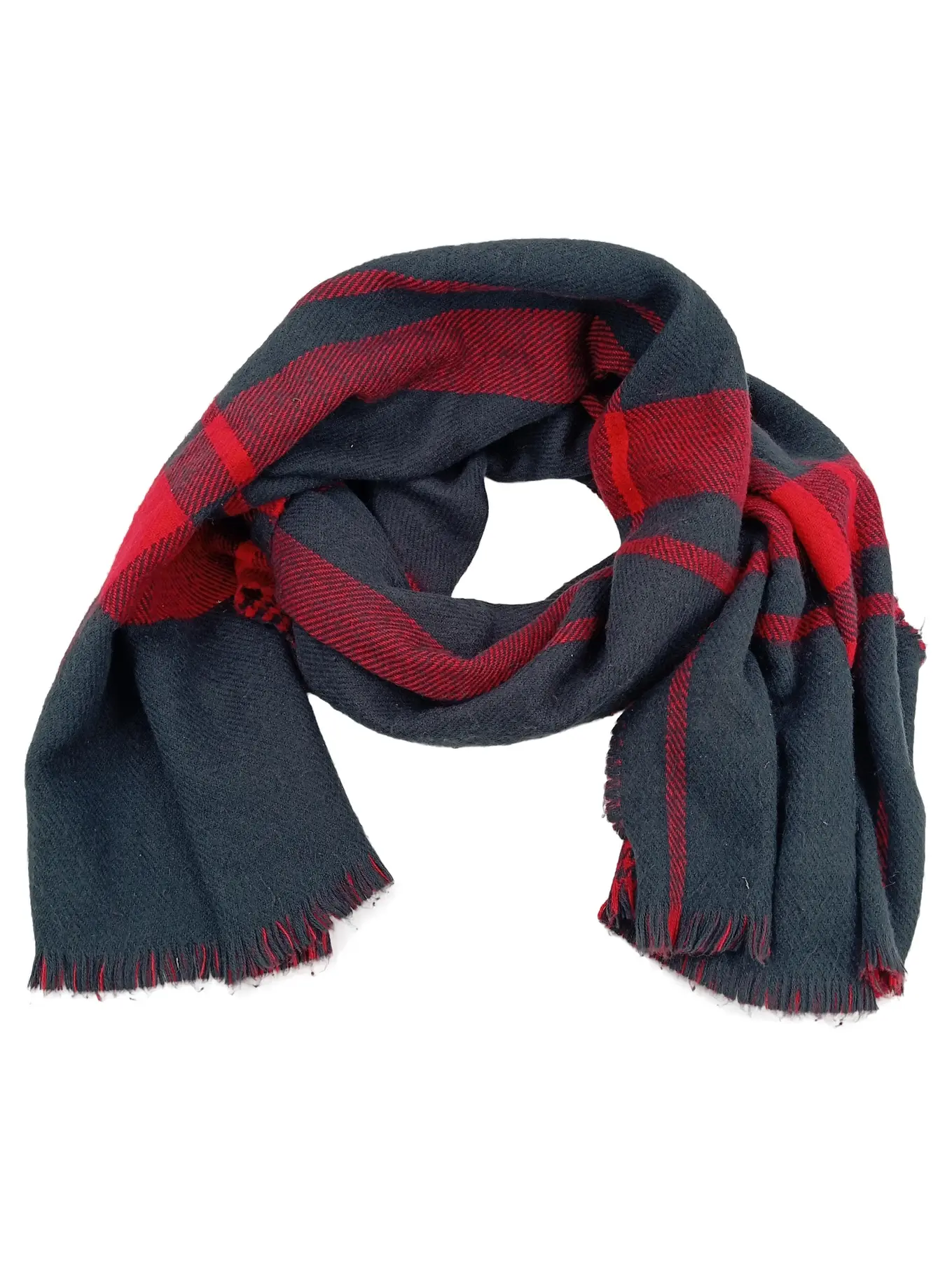 TOM TAILOR Schal Damen Herren Mehrfarbig Kariert Polyacryl 210x70cm Fransen