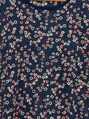 Vorschaubild 3 von Damen T-Shirt Blau Blumenmuster Gr. 38;M Casual Kurzarm