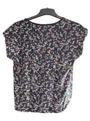 Vorschaubild 2 von Damen T-Shirt Blau Blumenmuster Gr. 38;M Casual Kurzarm