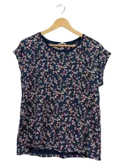 Vorschaubild 1 von Damen T-Shirt Blau Blumenmuster Gr. 38;M Casual Kurzarm