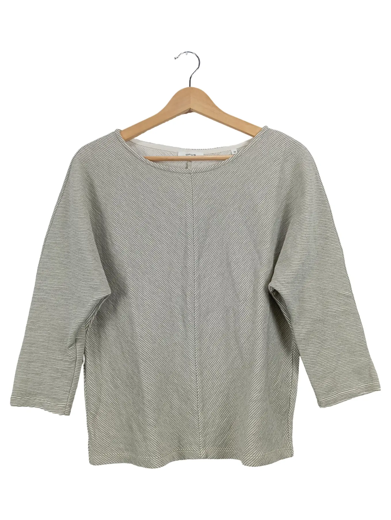 OPUS Damen Pullover Gr. 36/S Grau Gestreift 3/4-Arm Casual