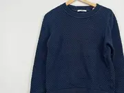 Vorschaubild 2 von Herren Pullover Strukturmuster Blau Baumwolle Gr. 54 XL