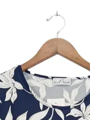 Vorschaubild 3 von InPrint Damen Bluse Blumenmuster Blau Weiß 3/4-Arm Gr. M