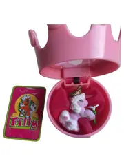 Vorschaubild 1 von Einhorn Figur Sammelfigur Rosa mit Karte & Kronen Box 5 cm