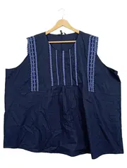 Vorschaubild 1 von Damen Hemdbluse ärmellos Stickerei Gr. 58-60 Blau Casual