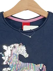 Vorschaubild 3 von Kinder Mädchen Langarmshirt Pailletten-Pferd Gr. 104-110 Blau Casual