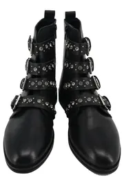 Vorschaubild 2 von Stiefelette Damen Gr. 39 Schwarz Nieten Schnallen Boots