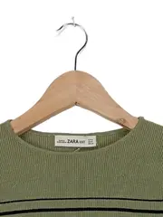 Vorschaubild 2 von Damen Pullover Gr. 38/M Grün Gestreift Langarm Casual Rippstrick