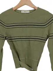 Vorschaubild 4 von Damen Pullover Gr. 38/M Grün Gestreift Langarm Casual Rippstrick