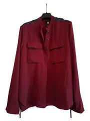 Vorschaubild 2 von Damen Bluse Rot Casual Gr. 38/M Langarm Shirt