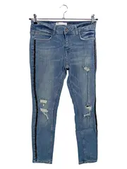 Vorschaubild 1 von Damen Destroyed Jeans Gr. 40 Blau Z1975 Denim mit Glitterstreifen