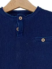 Vorschaubild 3 von Kinder Pullover Rippstrick Langarm Blau Gr. 104 Baumwolle