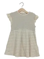 Vorschaubild 1 von Baby Mädchen Kleid Gr. 104 Beige Gestreift Rüschen Baumwolle