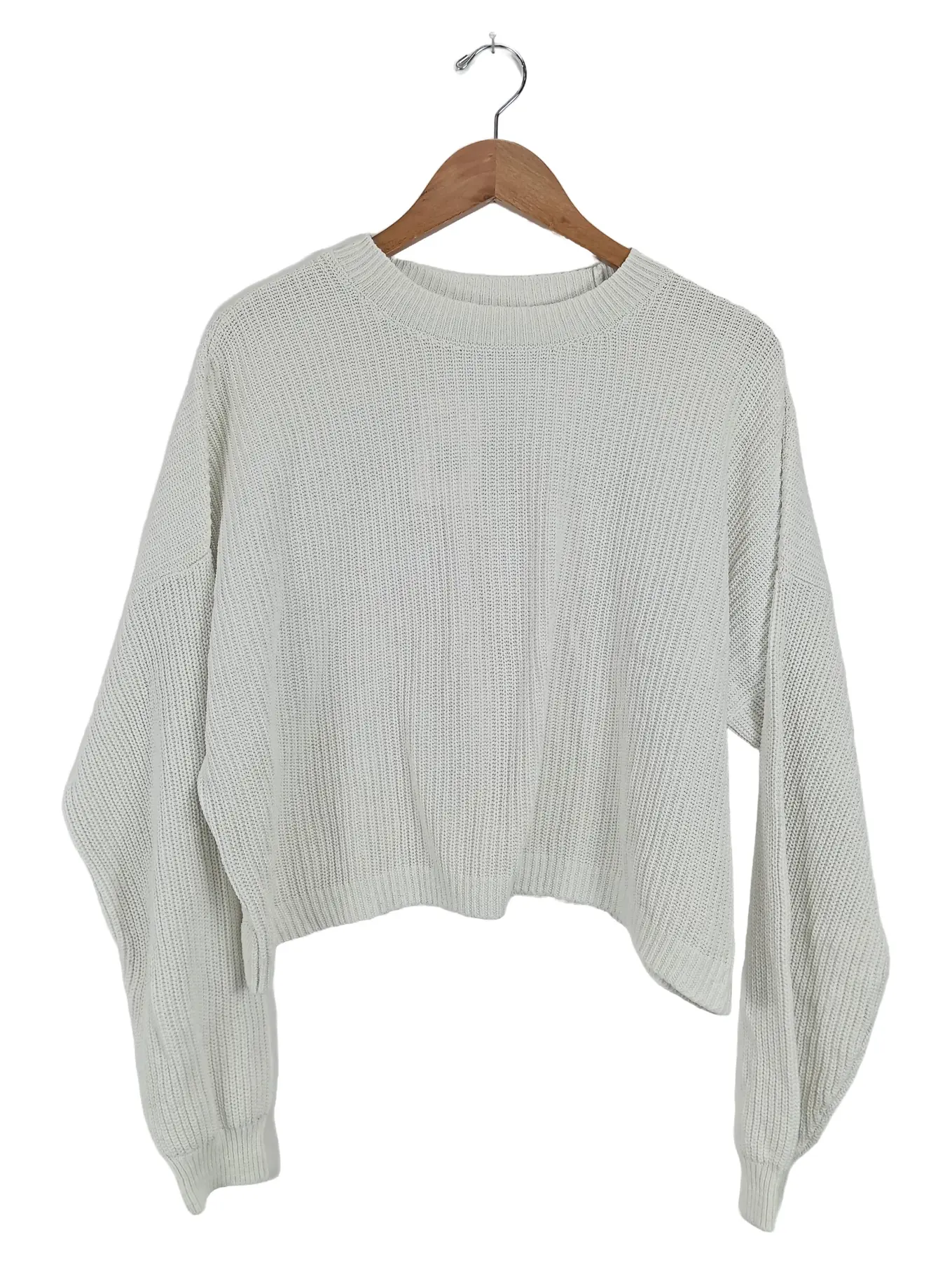 HOLLISTER Damen Pullover Gr. 36/S Weiß Casual Rippstrick