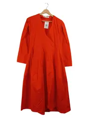 Vorschaubild 1 von Damen Freizeitkleid Maxikleid Rot Gr. 36 S Baumwolle V-Ausschnitt Langarm