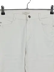 Vorschaubild 2 von Damen Jeans Hose Straight Leg Gr. 34 Weiß Casual Reißverschluss-Details