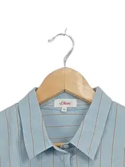 Vorschaubild 3 von Damen Bluse Gr. 40 Hellblau Gestreift Langarm Viskose