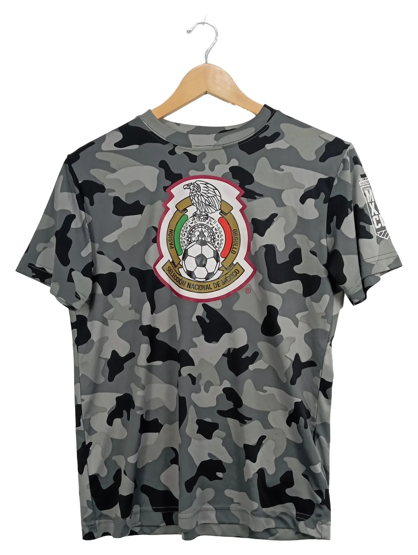SELECCIÓN NACIONAL DE MÉXICO T-Shirt Herren Gr. L Grau Camouflage Fußball Wappen
