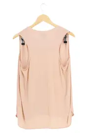 Vorschaubild 2 von Damen Bluse Gr. 38/M Rosa Ärmellos Casual Elegant V-Ausschnitt