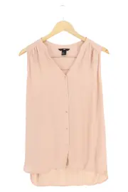 Vorschaubild 1 von Damen Bluse Gr. 38/M Rosa Ärmellos Casual Elegant V-Ausschnitt