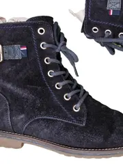 Vorschaubild 6 von Damen Stiefelette Wildleder Blau Gr. 37 Schnürung Reißverschluss