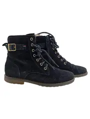 Vorschaubild 1 von Damen Stiefelette Wildleder Blau Gr. 37 Schnürung Reißverschluss