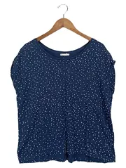 Vorschaubild 1 von Damen T-Shirt Blau mit Punkten Gr. 38/M Casual Kurzarm