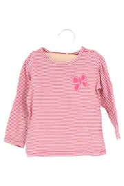 Vorschaubild 1 von Langarmshirt Mädchen Gr. 80 Rosa gestreift mit Schmetterling