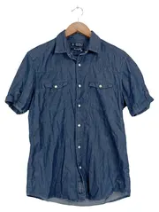 Vorschaubild 1 von Herren Freizeithemd Kurzarm Uni Blau Gr. 46/S Baumwolle