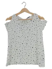 Vorschaubild 1 von EDC Damen T-Shirt Weiß Sterne Casual Cut-Outs Gr. 34/XS