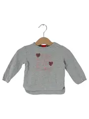 Vorschaubild 1 von Langarmshirt Mädchen Gr. 68 Grau Casual Herz Pailletten