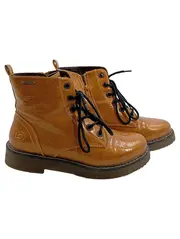 Vorschaubild 1 von Damen Schnürstiefelette Lackleder-Optik Braun Gr. 39