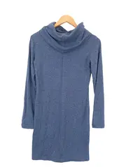 Vorschaubild 2 von Damen Freizeitkleid Blau Gr. 34/XS Rollkragen Langarm