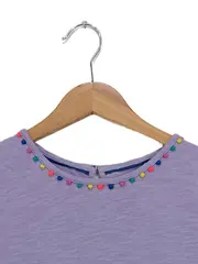 Vorschaubild 2 von Kinder T-Shirt Mädchen Lila Gr. 152 Farbenfroh Bunte Applikationen